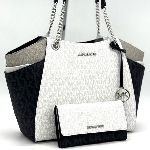 Michael Kors Jet Set Travel Chain Shoulder Bag & Trifold Wallet Matching Set - Picture 1 of 13